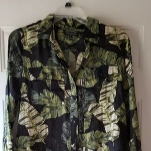 NWOT Black and olive green long sleeved blouse.